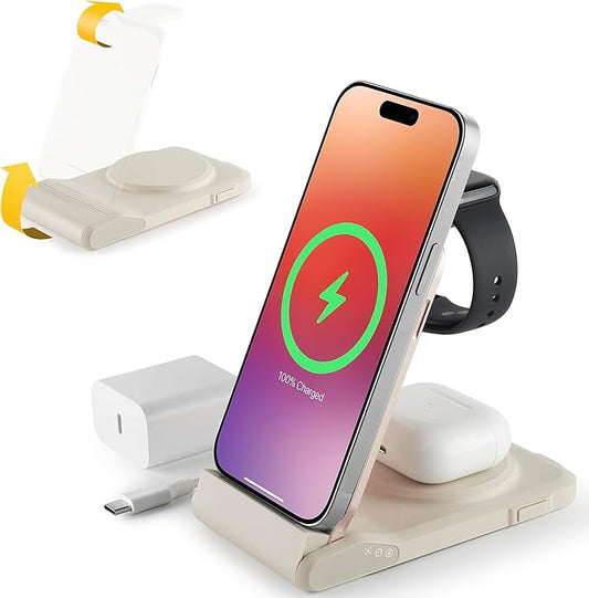 3 in 1 Charging Station for Multiple Devices, Travel Wireless Charging Station by PEFERIDA