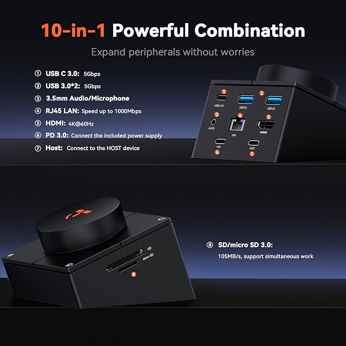TobenONE 10-in-1 Shortcut-Key Docking Station - Image 5