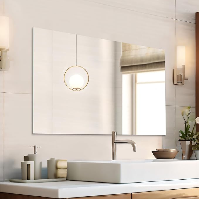 Mirrorons Frameless Mirror, Wall Mirror 48" x 30", Modern Bathroom Mirrors - Image 3