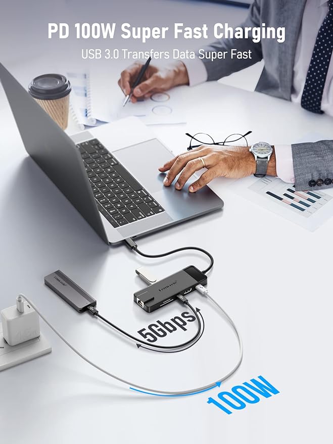 Lemorele USB C Hub Multiport Adapter 10-in-1 USB C Dongle - Image 3