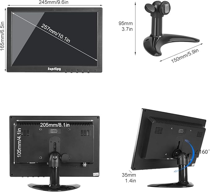 Suprlipy 10 inch FHD Small IPS Monitor LCD Display Screen 1920x1200 60Hz 16:10 - Image 8