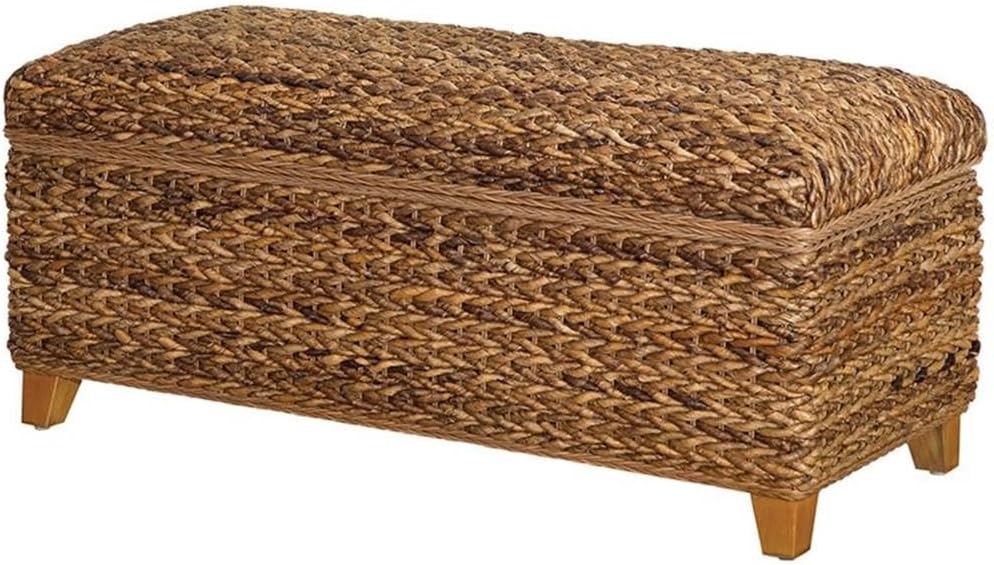 bowery hill woven banana leaf bedroom bench, amber, main product view
