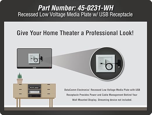 DATA COMM Electronics 45-0231-WH USB Recessed Media Outlet Box, In-Wall Cable - Image 5
