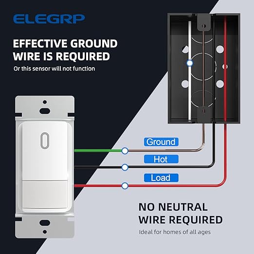 ELEGRP Occupancy Motion Sensor Light Switch, PIR Infrared Motion Activated Wall - Image 6