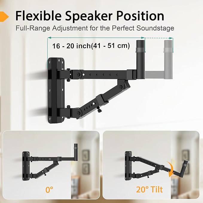 Vondynote Set of 2 Speaker Wall Mounts Heavy Duty PA Wall Speaker Mounting - Image 3