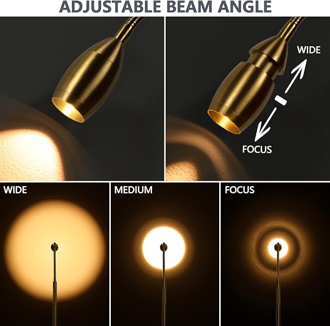 Reading Floor Lamp, Dimmable Zoomable Spotlight, Adjustable Color Beam Standing - Image 2