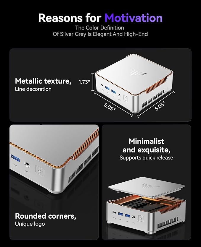 KAMRUI Hyper H2 Mini Gaming PC, in-tel Core i7-13620H Mini Computers, 32GB RAM - Image 9