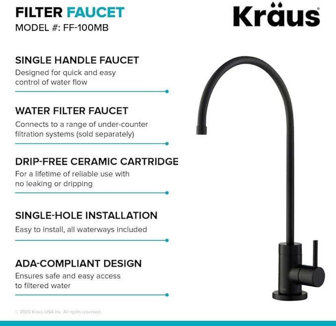 KRAUS Purita 100% Lead-Free Kitchen Water Filter Faucet in Matte Black - Image 5