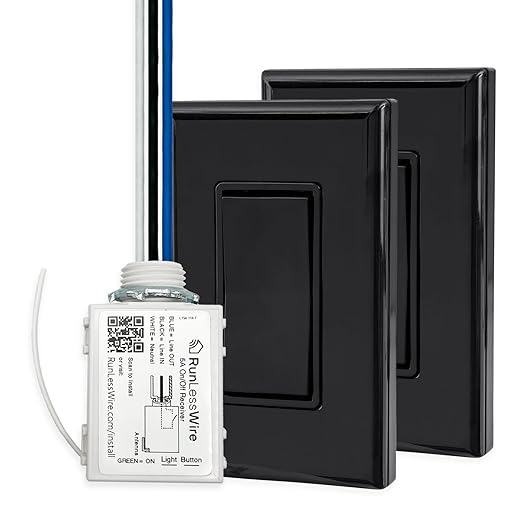RunLessWire 3-Way Battery-Free DIY Wireless Light Switch Kit 150ft RF Range by RunLessWire