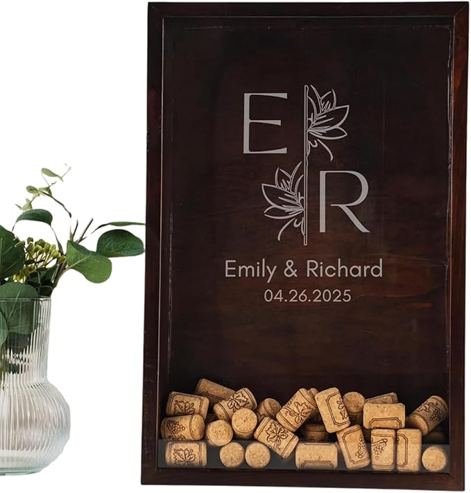 ARYCRAFTS Personalized Wooden Wine Cork Holder Shadow Box – Custom Engraved by Unknown