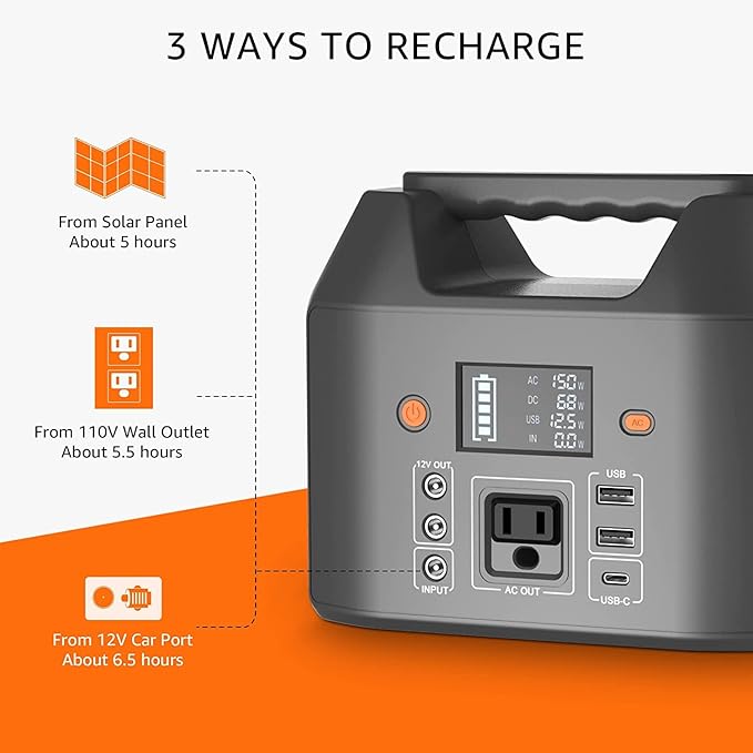 EnginStar Portable Power Station 150W 155Wh Solar Generator 110V 42000mAh - Image 7