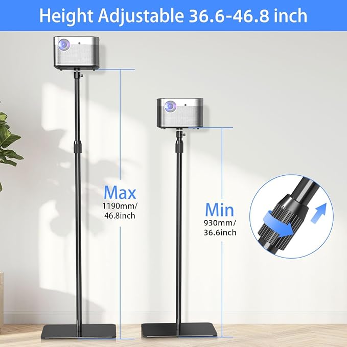 suptek Projector Stand 360°Swivel, Height Adjustable 36.6-46.8inch, Mini - Image 2