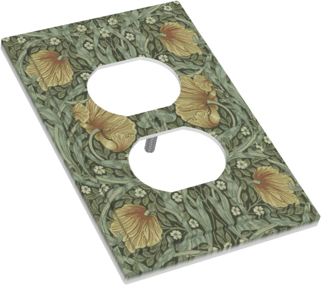 William Morris Flowers Vintage Flora Botanical Sage Outlet Covers 1 Gang Duplex Light Switch Cover Decorative Switch Plates Electrical Receptacle Faceplate Wall Plate for Bedroom Living Room Decor