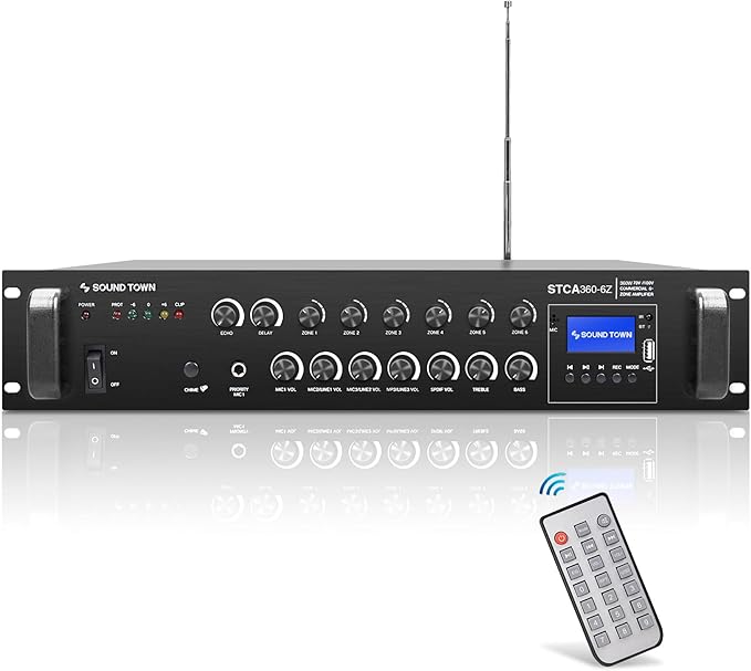 Sound Town Commercial Restaurant Bluetooth Amplifier + Surface-Mount Speaker Set - Image 2