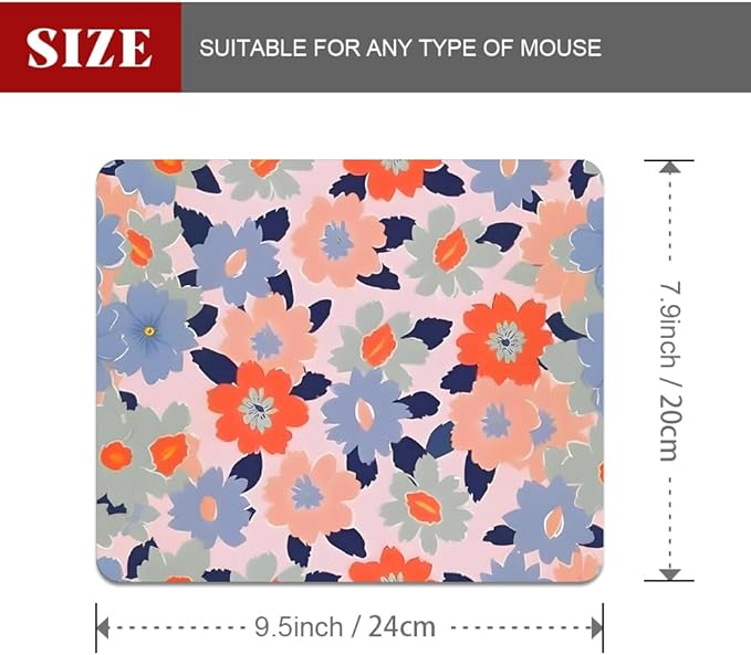 Field of Flowers Pastel Floral Square Mouse pad, Waterproof, Anti Slip Rubber - Image 2