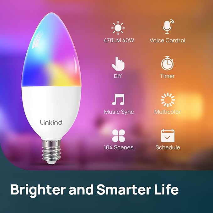 Linkind Matter Smart Bulbs, E12 Led Bulb Works - Image 3