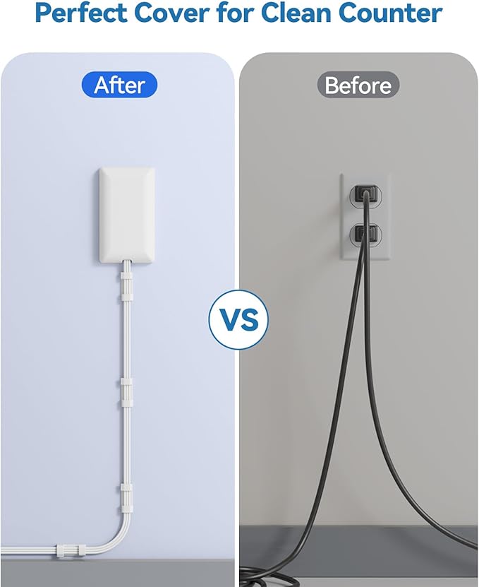 20FT Extension Cord with Outlet Cover & Multi USB, Ultra Thin Outlet Concealer - Image 2