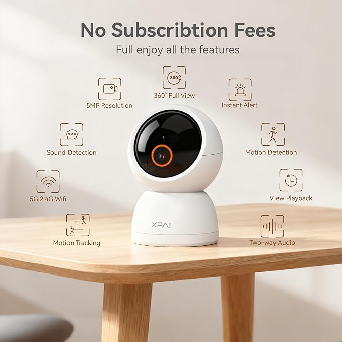 xpai Indoor Camera Wireless, 3K Indoor Camera No Subscription, 360° Motion - Image 2