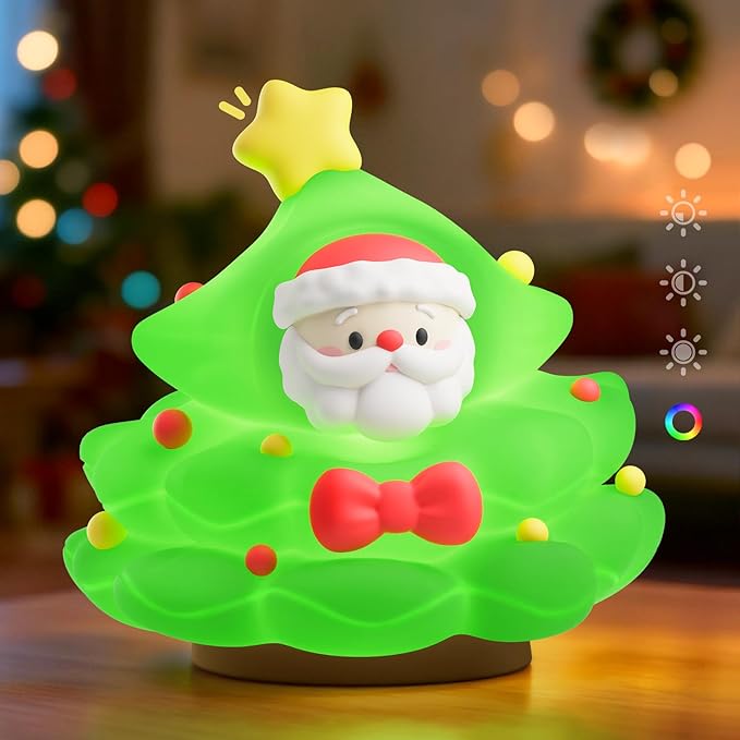 ICARER FAMILY Christmas Tree Night Light, Touch Control LED Lamp, Silicone Green by ICARERFAMILY