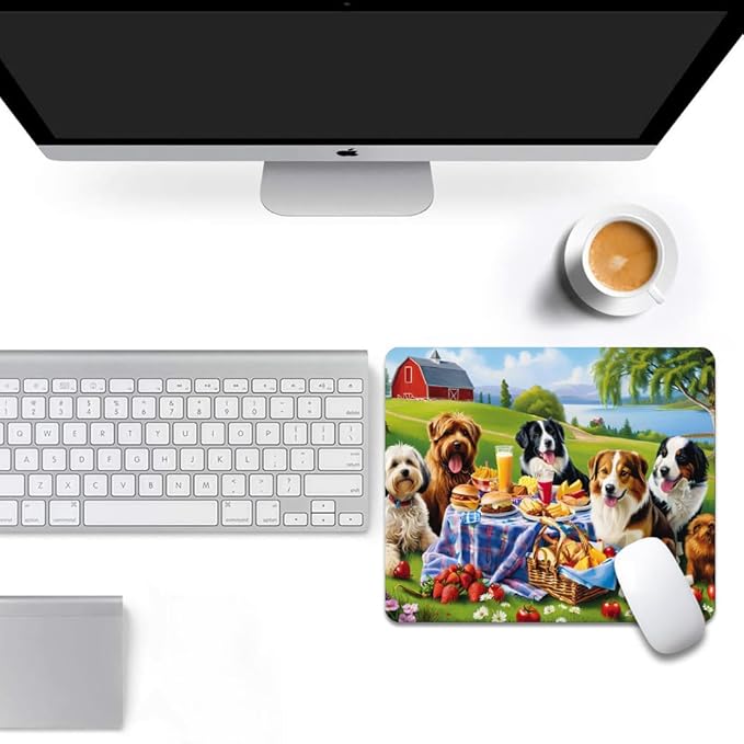 Dog Party Square Mouse pad, Waterproof, Anti Slip Rubber Base, Computer Mouse - Image 6