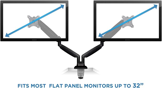 Mount-It! Dual Monitor Arm Mount | Desk Stand | Two Articulating Gas Spring - Image 7