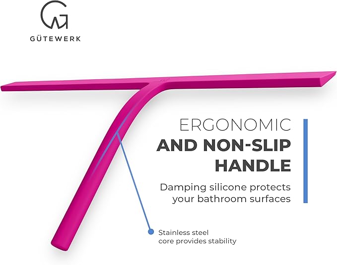GÜTEWERK Shower Squeegee for Glass Doors, Silicone Window Squeegee, Bathroom - Image 2