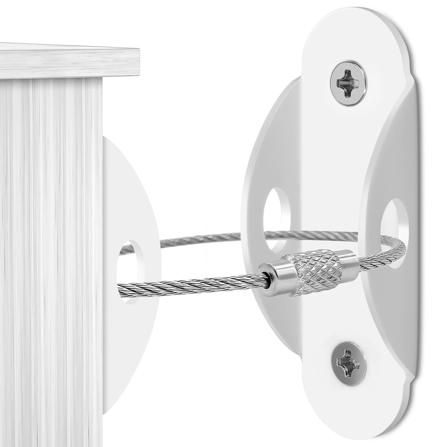 4our Kiddies Furniture Anchors (10 Pack), Furniture Straps for Baby Proofing, Secure 400 Pound Furniture to Wall Prevent Falling, Anti Tip Earthquake Straps for Child Safety (White)