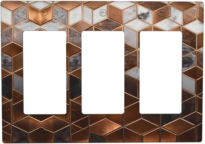 Bvtewkhz Brown Abstract Luxury Modern Geometric Cubic Marble 3 Gang Triple - Image 2