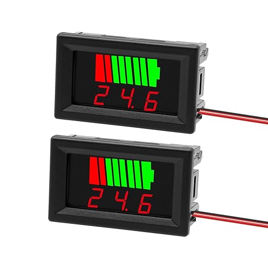 Exqutoo 2Pack DC 12V, 60V Battery Indicator Voltage Meter 2 in 1 Battery by Exqutoo