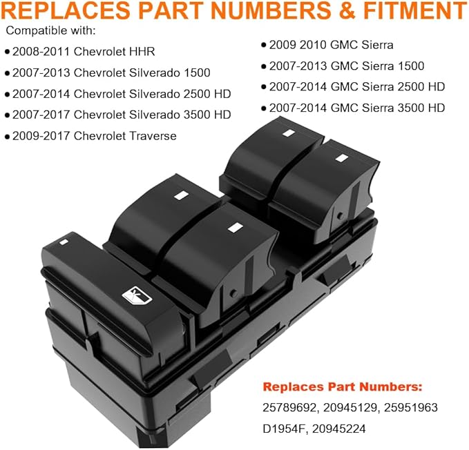 Power Window Master Control Switch Front Left Driver Side fit - Image 2