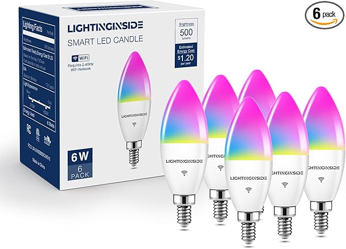Lightinginside E12 Smart Light Bulbs 60W Equiv., Work by Lightinginside