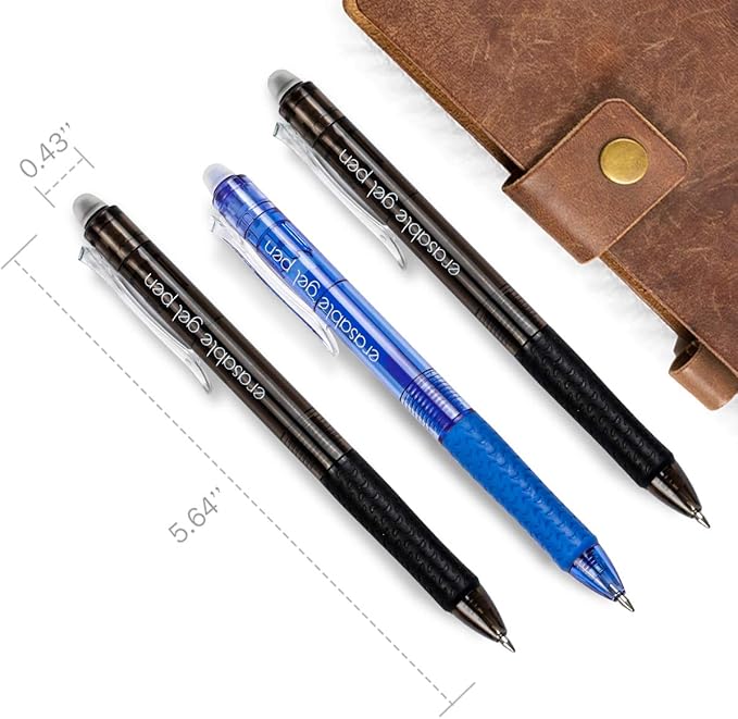 Vanstek 18 Pack Retractable Erasable Gel Pens Clicker, 9 Black & 9 Blue - Image 4