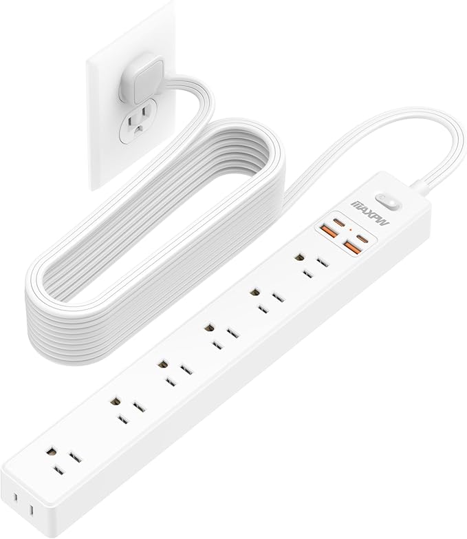 15 Ft Power Strip Surge Protector by Maxpw
