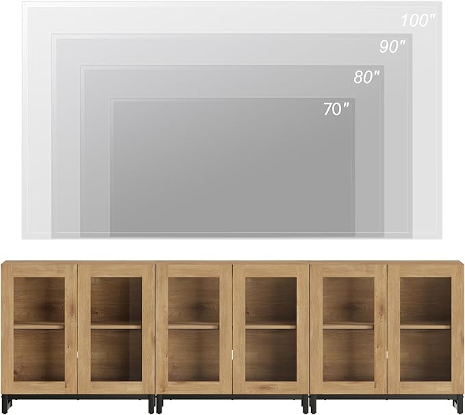 WAMPAT Modern TV Stand with Glass Doors - Image 5