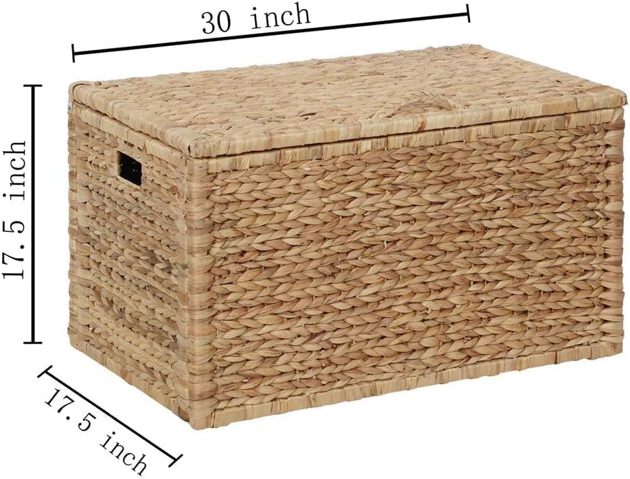 ehemco water hyacinth wicker storage trunk, natural, 30x17.5x17.5 on a desk or shelf