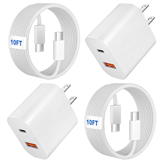 Dual Port USB A/C Charger for iPhone 17 16 Pro 10FT Woven USB C Fast Cable by WILLTOP