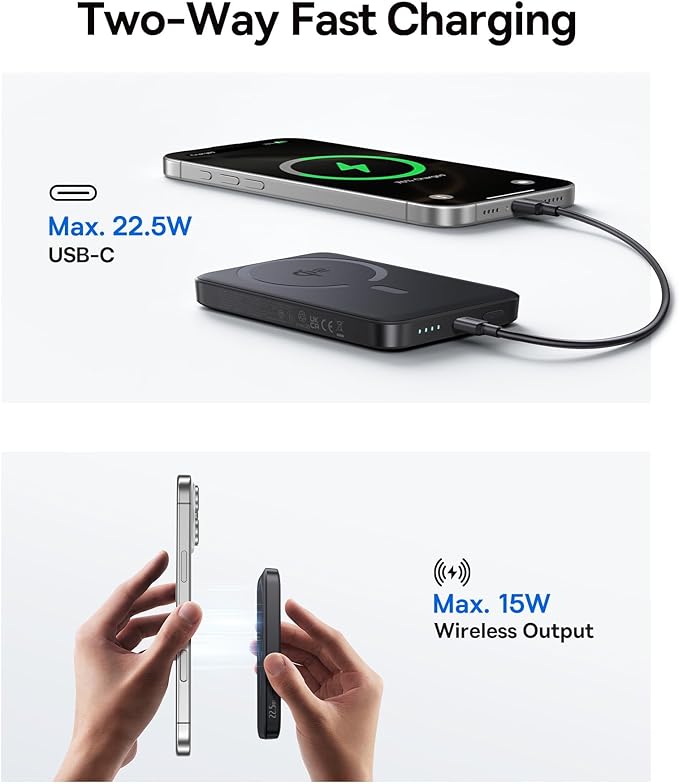 Baseus for MagSafe Portable Charger, Qi2 Certified 15W Wireless Magnetic Power - Image 5