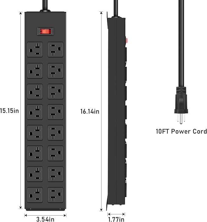 JUNNUJ Heavy Duty 20 Amp Power Strip - Image 2