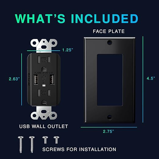 EverElectrix 2-Pack 4.8A Black Wall Outlet - 15Amp Duplex Tamper Resistant - Image 4
