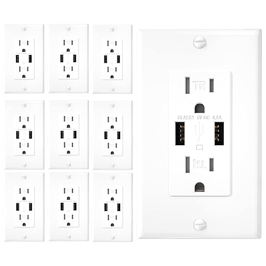 EverElectrix 10 Pack 4.8A Wall Outlet by EverElectrix