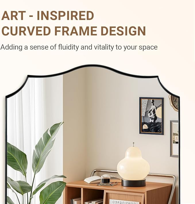 ANDY STAR Brushed Nickel Bathroom Mirror, 24x36’’ Silver Wavy Wall Mirror - Image 8