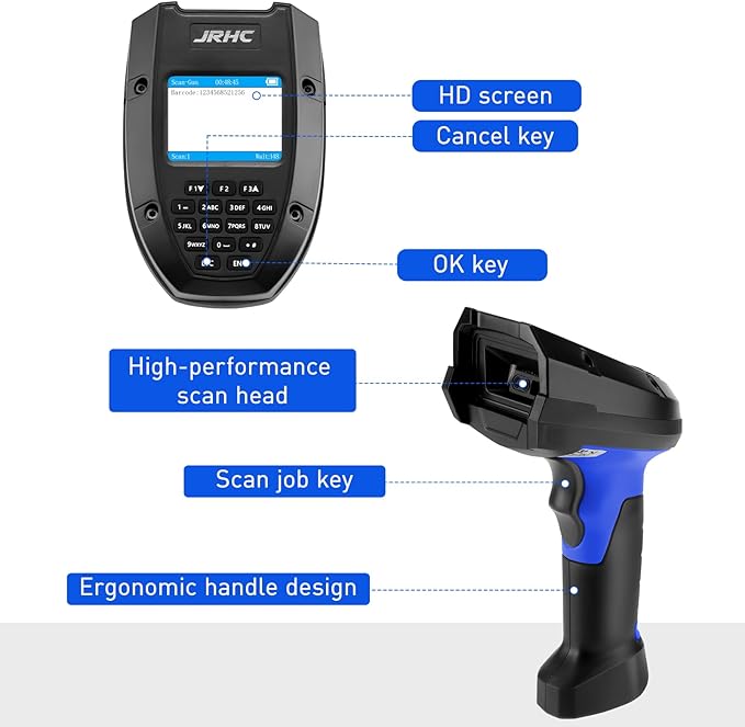 1D 2D Barcode Scanner Wireless, JRHC Portable Inventory Scanner & Data - Image 6
