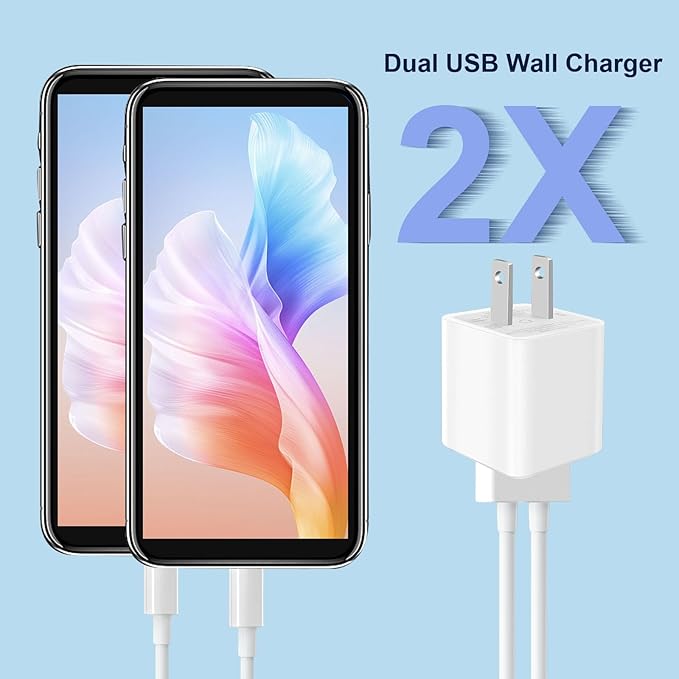 USB Wall Charger, Charger Block，Dual Port USB Cube Chargers，Power Adapter - Image 3
