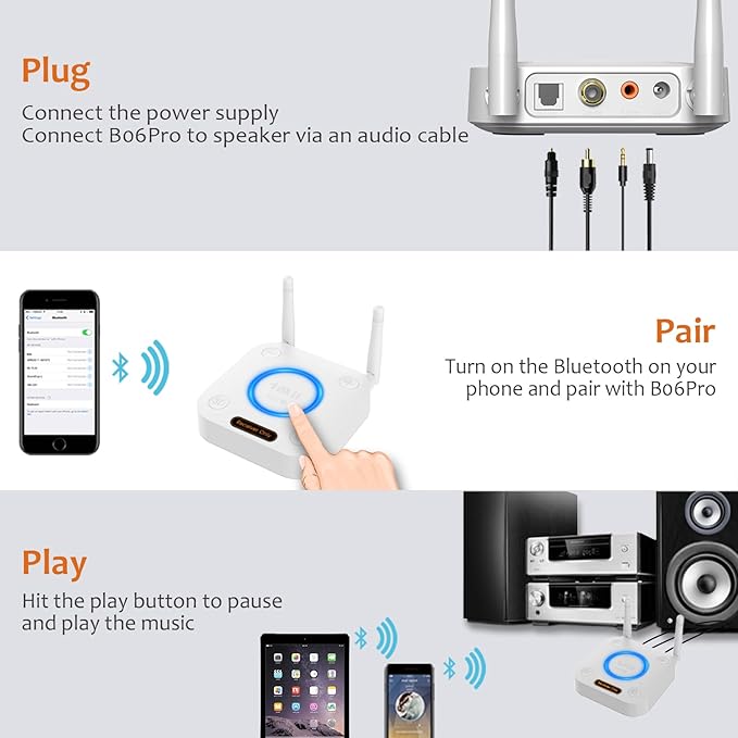 1Mii Bluetooth 5.2 Audio Receiver, Long Range HiFi Bluetooth Adapter w/ 3D - Image 6