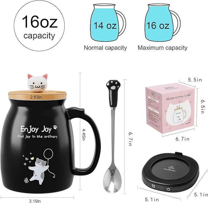 Coffee Mug Warmer with Cute Cat Mug Set, 8 Hour Auto Shut Off Cup Warmer - Image 9