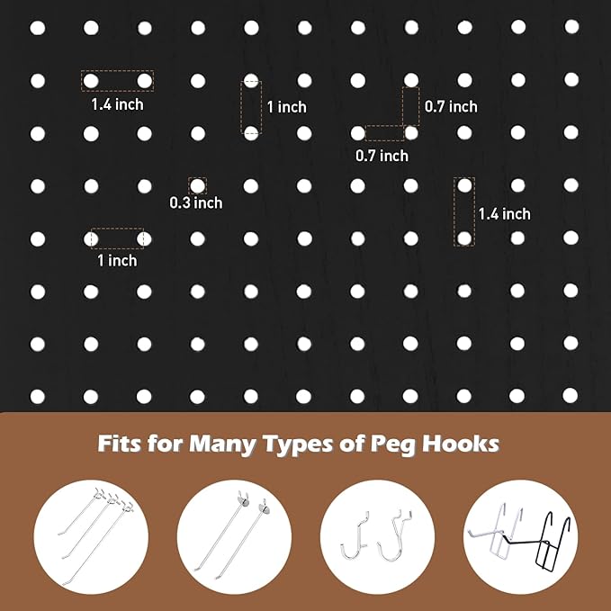 ECOMEX 4 Panel Room Divider, 5.6Ft Pegboard Display Wooden Room Divider Folding - Image 4