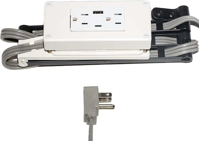 My Tidy Space Compact Combo USB-A USB-C 15 Amp in-Drawer Docking Station Outlet by MyTidySpace