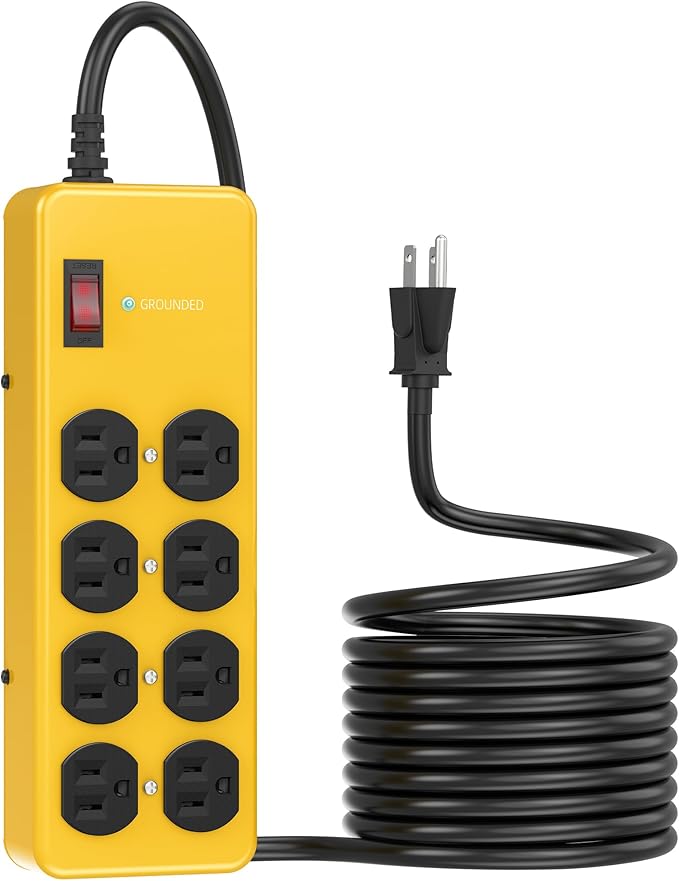 Heavy Duty Power Strip, Industrial Heavy Metal Case Surge Protector, 8 AC by Jgstkcity