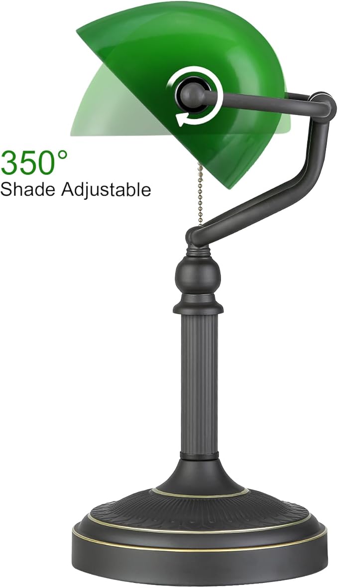 Newrays Antique Green Glass Bankers Desk Lamp - Image 5