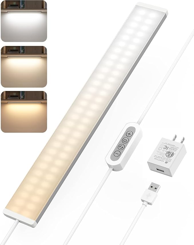 ASOKO Under Desk Light, 16Inch Dimmable LED Under Cabinet Lighting, USB Plug in by ASOKO